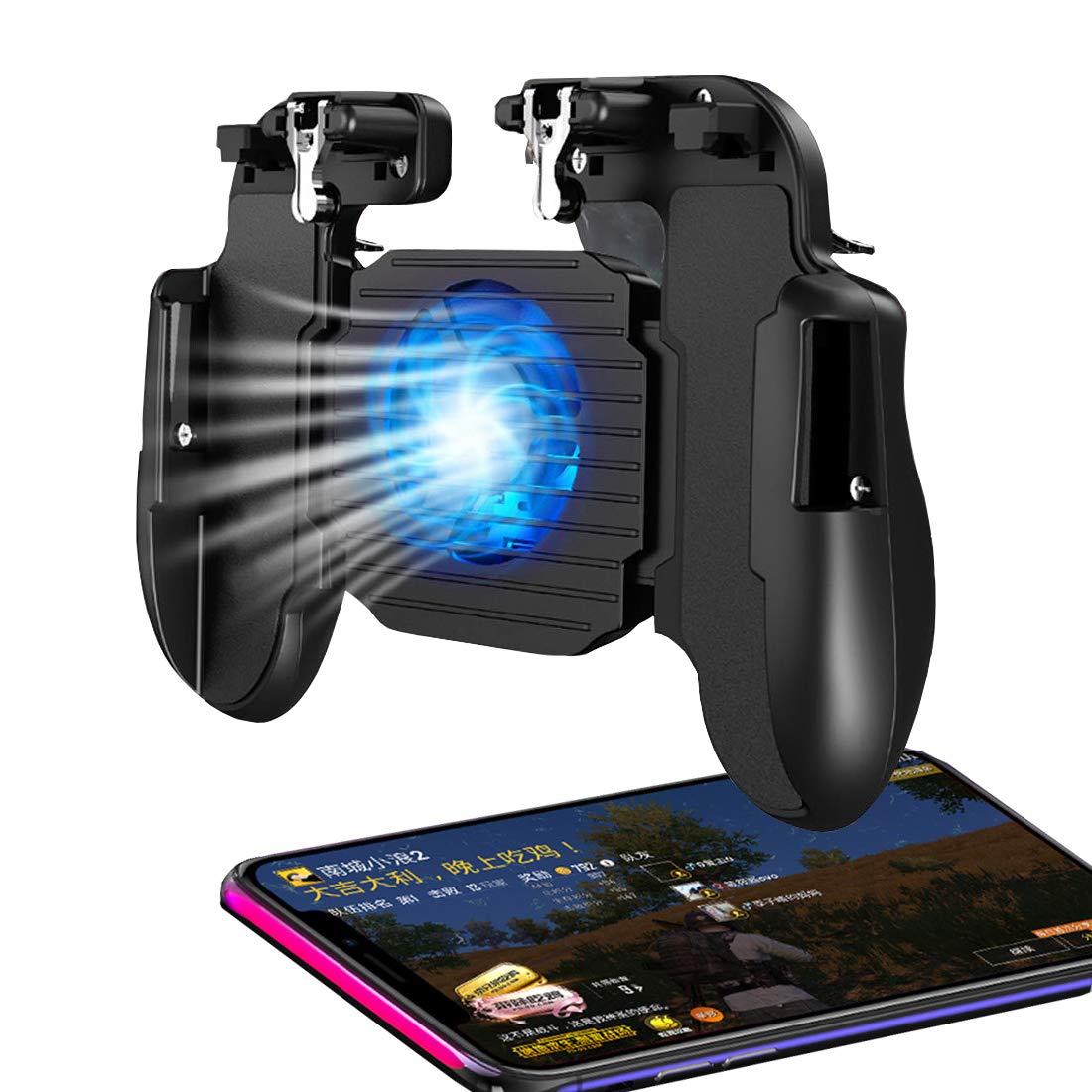 PUBG mobile game controller with cooling fan